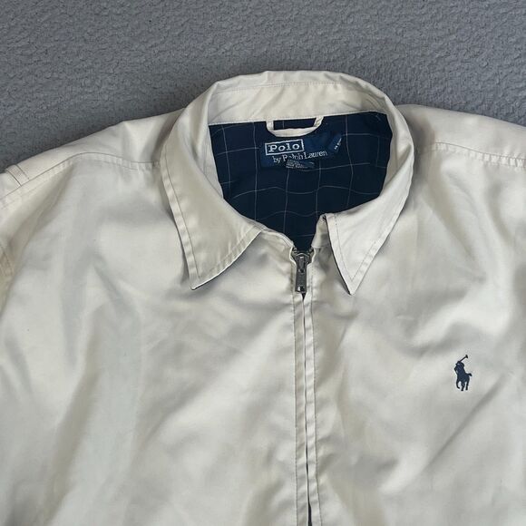 VTG Polo Ralph Lauren Jacket Large Tan Full Up Plaid Lined Bi Swing Windbreaker - Picture 5 of 13